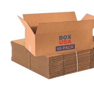 BOX USA 30x14x10 Corrugated Boxes, Large, 30L x 14W x 10H, Pack of 10 | Shipping, Packaging, Moving, Storage Box for Home or Business, Strong Wholesale Bulk Boxes