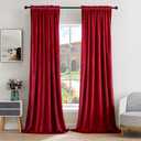 MIULEE Christmas Red Velvet Curtains Thermal Insulated Blackout Curtain Drapes for Bedroom Living Room Darkening 84 Inches Long Curtains Panels Rod Pocket Set of 2