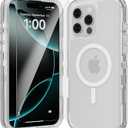 for iPhone 16 Pro Case, Fits Magsafe,Heavy Duty Shockproof Protection Phone Cases with Screen Protector*1, Magnetic Transparent Protective Cover for iPhone 16 Pro 6.3 '', Clear