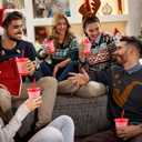 Skylety 36 Pcs Bulk Christmas Candy Plastic Cups with Straws and Lids for Coworkers Employee 16 oz Red White Candy Cups Xmas Tumbler Reusable for Team Nurse Teacher Office Staff Hot Chocolate, 4Style