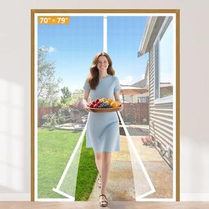 Yotache Magnetic Screen Door Fit Doors 70 x 79, Screen Size 72" x 80" Strengthened Polyester Mesh for Patio Sliding Door, White