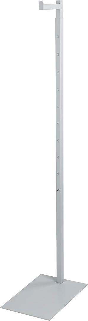 SSWBasics Adjustable White Costumer Stand  Single Arm Clothes Rack - Retail Clothing and Garment Display Stand  Ideal For Showcasing Hanging Items In Thrift Shops, Boutiques and Retail Stores