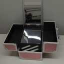 Joligrace Makeup Train Case Makeup Case Organizer Portable Cosmetic Box Storage with 2 Trays Mirror Locking Make Up Travel Case for Nail Kits Cosmetics Craft Traveling Makeup Box Mermaid Pink