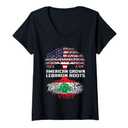 Womens American Grown Lebanon Roots Flag Lebanese Proud Lebanese V-Neck T-Shirt, Size XL