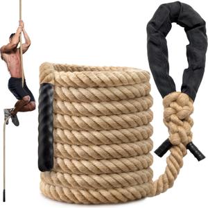 Climbing Rope Gym Workout - 10FT 15FT 20FT 25FT 30FT 35FT Heavy Duty Jute Thick Ropes for Adults Strength Training Outdoor Tree Swing Indoor Home Fitness Exercise - 1.5 Inch