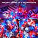 Dirnun 4th of July Decorations Red White and Blue Lights with 40 Led Big Stars, 4th of July Lights for Indoor Outdoor Home Garden Golf Cart Patriotic Theme Memorial Independence Day Decorations