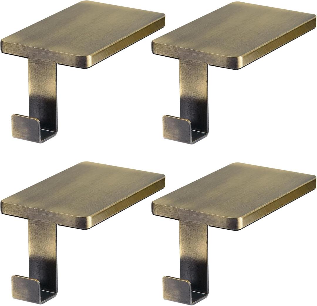 ARCHCRTC 4 Pcs Christmas Stocking Holder for Mantel Fireplace Metal Stocking Hangers Hanging Hooks Heavy Duty Weighted Stocking Holder Bases for Xmas Shelf Fireplace Stair Decor (4, Bronze)