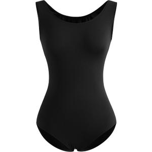 DANSHOW Tank Leotards for Women Dance Ballet Adult Gymnastics (Medium, Black)