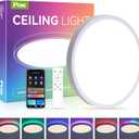 12 Inch Smart Ceiling Light, RGB+IC LED Flush Mount Light Fixture, 2400LM Dimmable, APP & Remote Control, 2700K-6500K DIY Color Ceiling Light for Bedroom Living Room, Works with Alexa & Google Home
