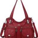 Purses and Handbags Women Tote Shoulder Top Handle Satchel Hobo Bags Fashion Washed Leather Purse (69red)
