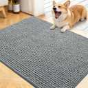 OLANLY Dog Door Mat for Muddy Paws 40x32, Ultra Absorbent Chenille Mud Doormat, Non-Slip Washable and Dirt Trapping Doormat for Indoor Entryway, Quick-Dry Indoor Pet Bed Mats for Dogs, Grey