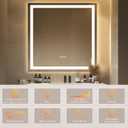 36"x 36" LED Bathroom Mirror with Stepless Dimmable, Backlight Wall Mirrors with Anti-Fog Bathroom Digital Mirror for Wall, 3 Color Modes, Memory Function Smart Mirror