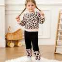 Toddler Baby Girls Sweatsuit Unique Elastic Pant Design Sweat Matching Sets Fall 2 Piece Sweatshirts Outfit 1-4T (Khaki)