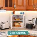 viewcare White Bread Box for Kitchen Counter, Bamboo Wood Large Capacity Bread Storage Bin with Acrylic Wavy Door Panel (White, Meduim)