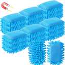 Sherr 18 Pcs Microfiber Shag Magnetic Dry Erase Erasers Washable Whiteboard Eraser Bulk Colorful White Board Eraser for Chalk Markers Home Office(Blue)