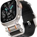 TAURI Nylon for Apple Watch Ultra 3/2 Bands 49mm, Rugged Nylon Braided Strap & Stainless Steel Metal Connector Adjustable iWatch Ultra Men's Woven Sport Band,Nylon-Black