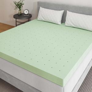 Novilla 4 Inch Mattress Topper Twin XL, Gel Infused Ventilated Design Memory Foam Mattress Topper for Refreshing & Comfort Sleep, Soft Twin XL Mattress Topper, Light Green