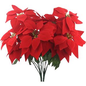 Artificial Christmas Flowers, Fake Flowers for Xmas Party, Wedding Decoration, Red