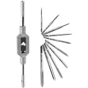 11PCS Mini Screw Tap Set Metric Thread Machine Taps Kit HSS Hand Thread Wire Taps Adjustable Tap Wrench Tool for Clocks and Watches Tapping