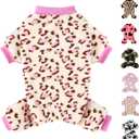 Dog Sweater Dog Pajamas for Small Dogs Girl Boy Super Soft Warm Small Puppy Sweater Pjs Cute Pet Clothes Doggie Jumpsuits Fleece Puppy Onesies Outfits for Chihuahua Yorkie, Purple Leopard, XXS