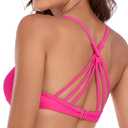 Colloyes Women's Push Up Bikini Top Twist Front Underwire Molded Soft Pads Vintage Bikini Swimsuits Tops, Pink, M