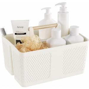 Shower Caddy Portable and Cleaning Caddy Organizer for Bathroom, Kitchen,Toiletries Storage, Caddy organizer with handle, Rust-Resistant, Durable Material(Milky White, 9.36"L7.73"W7.24"H)