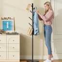 Coat Rack with 8 Hooks, 3 Adjustable Heights, Modern Hall Tree, Sturdy Metal Clothes Stand with Sintered Stone Base for Entryway, Office, Bedroom, for Coats, Hats, Handbags and Scarves, Black