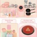 Kids Cooking Set Real for Ages 8-12, Real Montessori Mini Kitchen Tools with Stove Burner & Safe Knife, Easy Educational Cooking Toys for Boys & Girls Beginner Pink