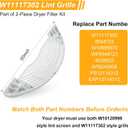 W11117302 W10120998 Dryer Lint Filter Kit, Lint Screen & Grille Replacement for Select Whirlpool Kenmore Maytag KitchenAid Roper Amana Dryers, Replaces W10049360 8544723