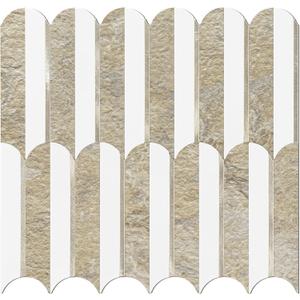 Vamos Tile Peel and Stick Backsplash Seamless Tile,10 Sheets Stick on Backsplash for Kitchen& Bathroom,Honey Travertine+Matt Pure White Marble Look+Light Gold Metal Self Adhesive Backsplash Tile