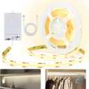 OMIKA COB Rechargeable Motion Sensor Light Indoor, 6.56FT 640LEDs 4000K Natural White Closet Lights, 1500mAh Cuttable Led Light Strip for Cupboard, Bed, Shelves, Wardrobe, Hallway, Cabinet