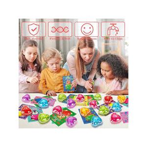 Shemira 24 Pack Valentines Cards for Kids, Squeeze Balls with Valentines Day Cards for Kids School, Stretch Fidget Toys for Valentines Gifts Exchange, Valentines Cards for Kids Classroom Favors