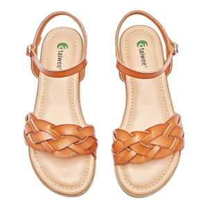 Ataiwee Women's Slide Flat Sandals - Comfortable Slip On Plait Toe Thong Strappy Spring Summer Shoes, 8.5