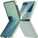 Ruky for Galaxy Z Flip 7 Case, Built-in Back Screen Protector, Hard PC Ultra Slim Anti-Scratches Shockproof Wireless Charging Phone Cover for Samsung Z Flip 7, Mint Green