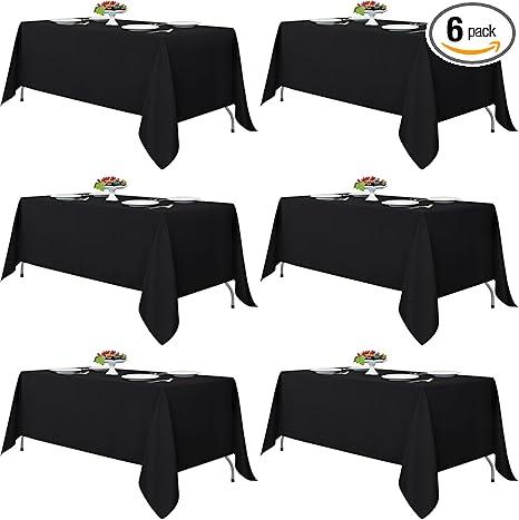 Fitable Black Tablecloths for Rectangle Tables, 4 Pack - 70 x 120 Inches - Reusable and Washable Table Clothes for 6-8 Ft Tables, Polyester Fabric Table Covers for Wedding, Party, Banquet Black