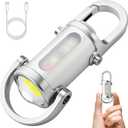 Keychain Flashlights Rechargeable, 800 Lumens EDC Mini Flashlights, COB Keychain Work Light Flashlights 7 Light Modes, Bright Mini Keychain Light for Walking, Searching and Hiking(White)