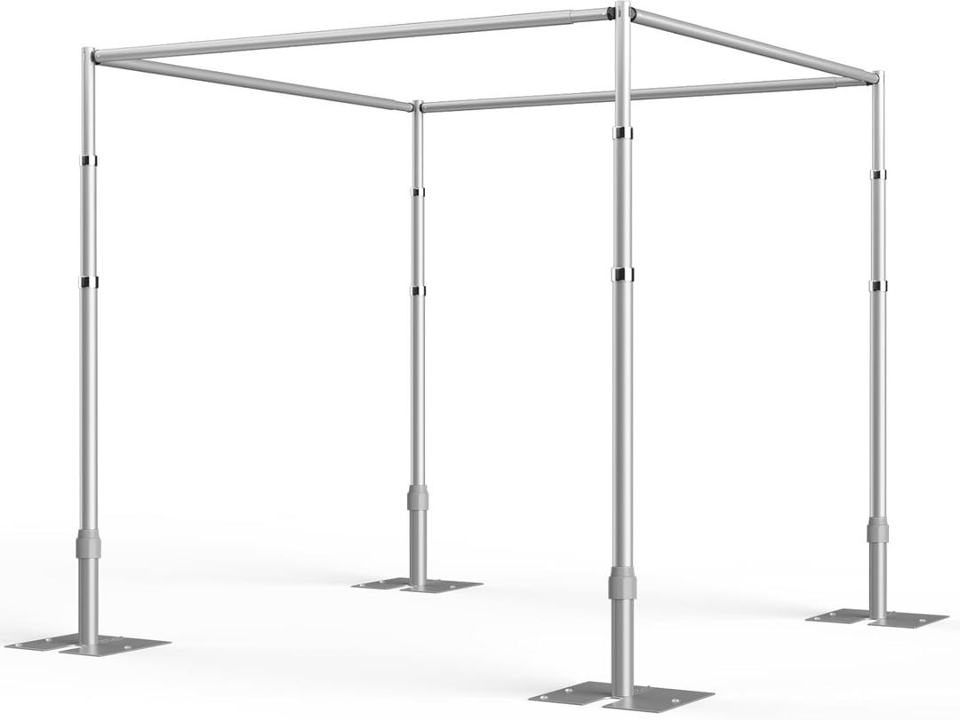 Square Pipe and Drape Backdrop Stand, 12ft Heavy Duty Adjustable Background Frame with Metal Base, Back Drop Holder for Parties Photography Wedding Photoshoot Decoration (Silver)