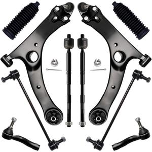AUQDD 10Pc Front End Suspension Kit Fit For 2005-2007 2008-2010 Sc-ion tC, 2 Lower Control Arm w/Ball Joint 2 Sway Bar Link 4 Outer & Inner Tie Rod End (# K623914 MS86127 K80230 EV800096 ES3654)