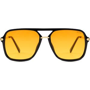 SOJOS Sunglasses for Women & Men, Square, Retro, Polarized Lens, Trendy Aviator, 90s Shades (Black/Yellow)