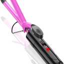 1/2 Inch Small Curling Iron for Short Hair, Dual Voltage Small Curling Wand with 2 Heat Settings 430F & 450F for Tight Curls, Pink