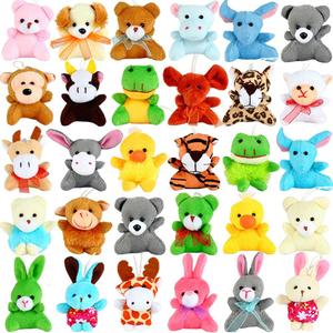 32 Pack Mini Animal Plush Toy Party Favors, Small Plush Stuffed Animals for Birthday, Theme Party, Easter Basket Stuffers Fillers, Christmas, Classroom Prize, Kids Valentine Gift