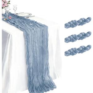 3 Pack Dusty Blue Cheesecloth Table Runner 21 x 120 Inch Boho Gauze Sheer Table Runner 10FT Long for Wedding Baby Shower Bridal Shower Easter Holiday Birthday Home Home Decoration Decor