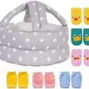 Amazon.com: Umtiti Baby Adjustable Helmet with 3 Pairs Baby Knee Pads for Crawling & 3 Pairs Baby Socks,Lightweight and Soft, Great for Baby Learning to Walk and Crawl. Gray Star+6 : Clothing, Shoes & Jewelry