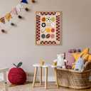Framed Let's Play Sports Balls Canvas Wall Art 08x10 inch Vintage Checkered Sports Themed Poster Trendy Kids Room Decor for Nursery Bedroom Playroom