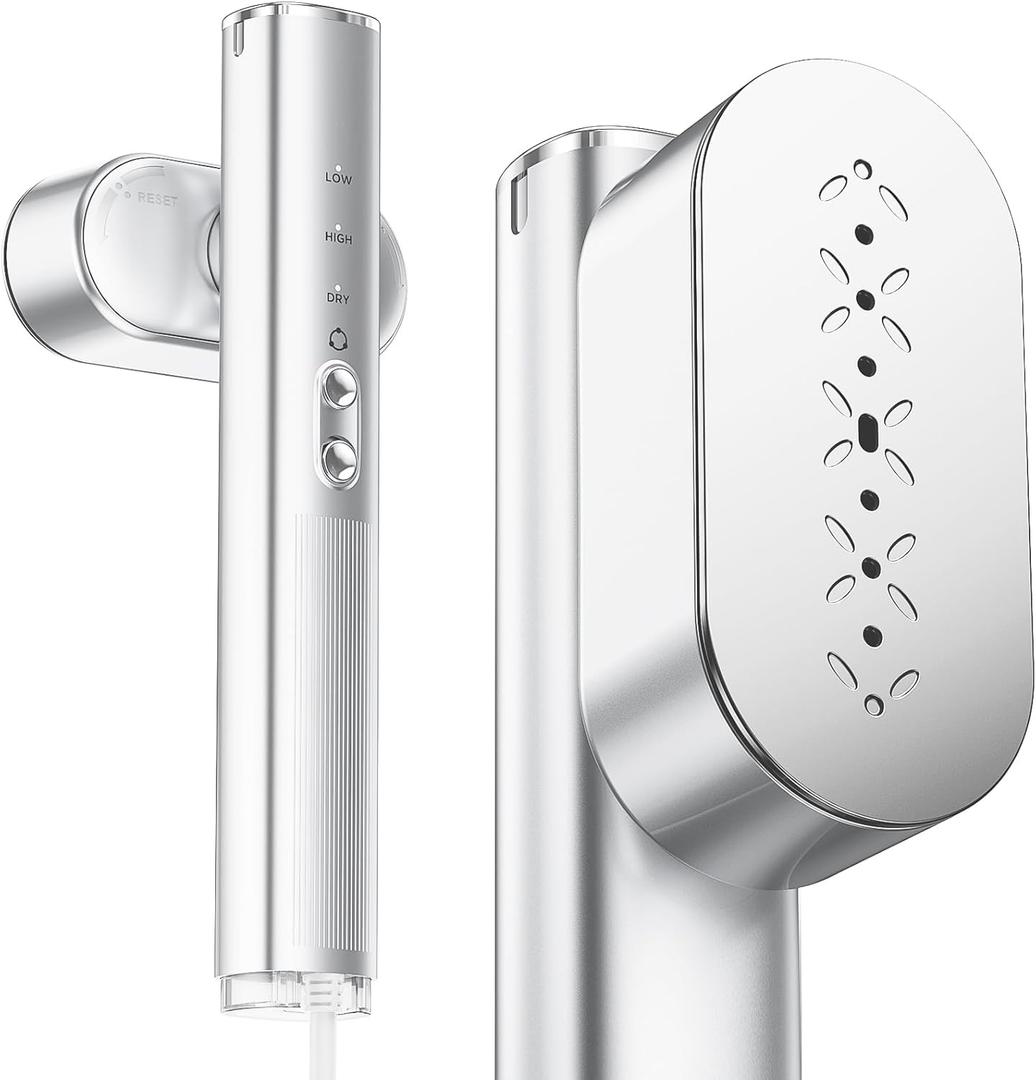 Travel Steamer for Clothes, 100-240V Portable Garment Steamer, Steamer＆Iron 2 In 1, 15s Fast Heat-up, 120ml Water Tank, Large Ceramic Heat Panel, Handheld Steamer for Global ＆ Europe Traveling, Silver