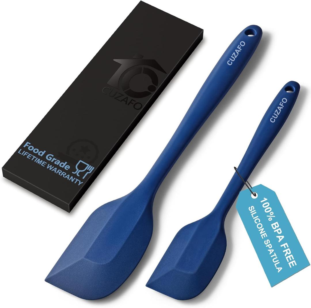 BPA Free Heat Resistant 600 Silicone Spatula, Turner Mixing Spatulas set Dishwasher Safe for Nonstick Cookware, Classic Blue