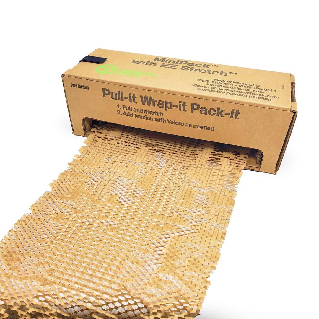 IDL Packaging HexcelWrap Cushioning Kraft Paper 15.25" x 300' in Self-Dispensed Box  Brown Eco-Friendly Honeycomb Alternative to Bubble Wrap  Innovative Packing Paper Roll for Shipping and Moving