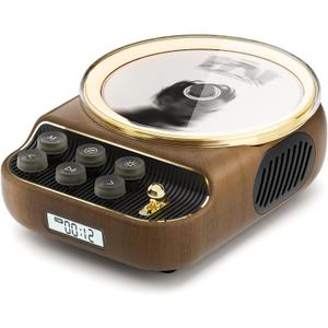 Retro Portable CD Players with Bluetooth Speakers, FM Radio, Night Light, LCD Display, 4000 mAh Battery, Vintage Radio Built in Dual Speakers Supports USB/AUX/Type-C for Home(Wood)