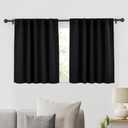 RYB HOME Short Black Curtains for Bedroom, Blackout Thermal Insulated Curtain Tiers Small Window Treatment Privacy Shades for Kitchen Farmhouse Closet, W42 x L36 inch, 2 Panels