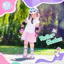 SULIFEEL Rainbow Unicorn 4 Size Adjustable Roller Skates for Girls Boys for Kids Children Skates Indoor Outdoor, Medium - Big Kid
